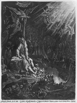 Fine Art Print of The Wandering Jew and the Last Judgement, engraved by Felix Jean Gauchard by Gustave Dore