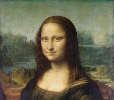 Mona Lisa, c.1503-6 (oil on panel) (detail of 3179) by Leonardo da Vinci - print