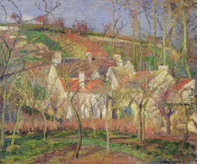 The Red Roofs, or Corner of a Village, Winter, 1877 (oil on canvas) by Camille Pissarro - print