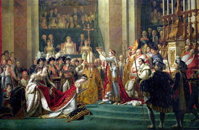 The Consecration of the Emperor Napoleon (1769-1821) and the Coronation of the Empress Josephine (1763-1814), 2nd December 1804, detail from the central panel, 1806-7 (oil on canvas) by Jacques Louis David - print