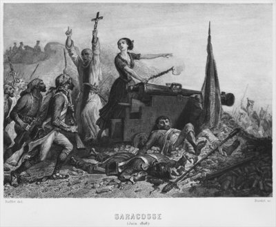 Fine Art Print of The Siege of Zaragoza in June 1808, engraved by Augustin Burdet by Denis-Auguste-Marie Raffet