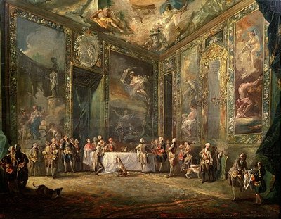 Charles III (1716-88) de Borbon, lunching Before his Court, c.1770 (oil on panel) by Luis Paret y Alcazar - print