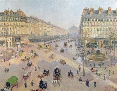The Avenue de L'Opera, Paris, Sunlight, Winter Morning, c.1880 (oil on canvas) by Camille Pissarro - print