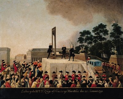 The Execution of Louis XVI (1754-93) 21 January 1793 (oil on copper) by Danish School - print