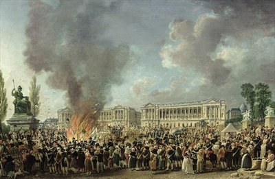 Fine Art Print of The Celebration of Unity, Destroying the Emblems of Monarchy, Place de la Concorde, 10th August 1793 by Pierre-Antoine Demachy