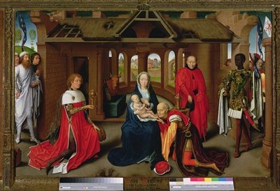 Adoration of the Magi, central panel of the Triptych of the Adoration of the Magi, c.1470-72 (oil on panel) by Hans Memling - print
