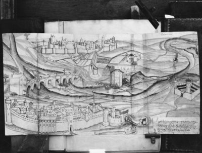 Fine Art Print of The city and the village of Carcassonne, 1462 by French School
