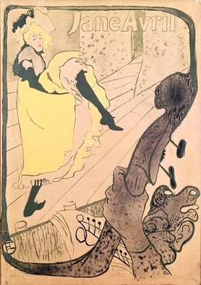 Poster advertising Jane Avril (1868-1943) at the Jardin de Paris, 1893 (colour litho) by Henri de Toulouse-Lautrec - print