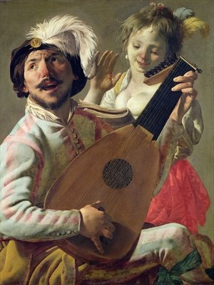 The Duet, 1628 (oil on canvas) by Hendrick Ter Brugghen - print