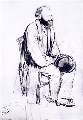 Study for a portrait of Manet (black chalk) by Edgar Degas - print