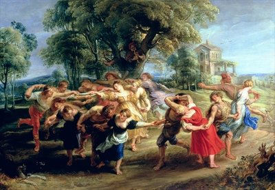 A Peasant Dance, 1636-40 (oil on panel) by Peter Paul Rubens - print