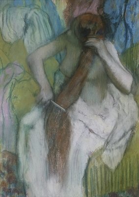 Woman Combing her Hair, 1887-90 (pastel on paper) by Edgar Degas - print