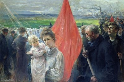 A Strike at Saint-Ouen, 1908 (oil on canvas) by Paul Louis Delance - print