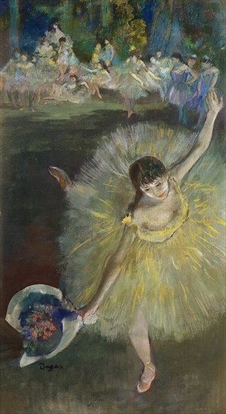 End of an Arabesque, 1877 (oil &amp; pastel on canvas) by Edgar Degas - print