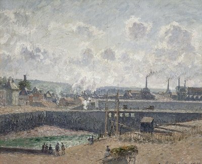 Low Tide at Duquesne Docks, Dieppe, 1902 (oil on canvas) by Camille Pissarro - print