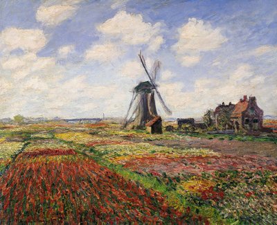 Tulip Fields with the Rijnsburg Windmill, 1886 (oil on canvas) by Claude Monet - print