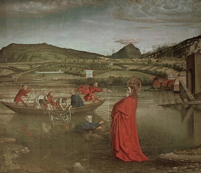 Miraculous Draught of Fishes, from the Altarpiece of Cardinal Francois de Mies, c.1444 (oil on panel) by Konrad Witz - print