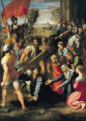 The Fall on the Road to Calvary, 1517 (oil on canvas) by Raphael - print