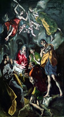 The Adoration of the Shepherds, from the Santo Domingo el Antiguo Altarpiece, c.1603-14 (oil on canvas) by El Greco - print