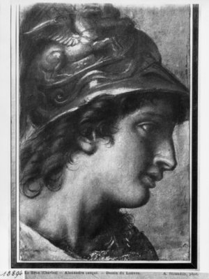 Alexander the Great, study for the painting 'The Tent of Darius' by Charles Le Brun in Versailles (pastel on beige paper) by Francois Verdier - print