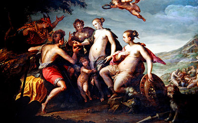 The Judgement of Paris (oil on canvas) by Johann or Hans von Aachen - print