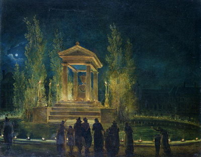 The Cenotaph of Jean Jacques Rousseau (1712-78) in the Tuileries, Paris, 1794 (oil on canvas) by Hubert Robert - print