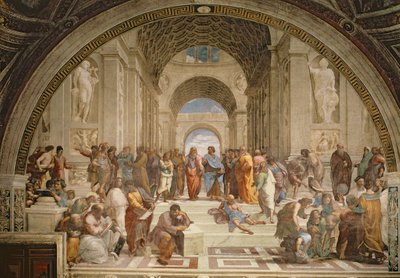 School of Athens, from the Stanza della Segnatura, 1510-11 (fresco) by Raphael - print