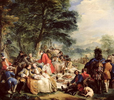 The Hunt Lunch, 1737 (oil on canvas) by Carle van Loo - print