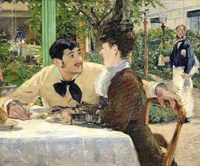 The Garden of Pere Lathuille, 1879 (oil on canvas) by Edouard Manet - print