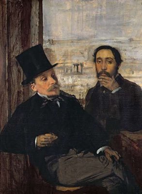 Self Portrait with Evariste de Valernes (1816-96) c.1865 (oil on canvas) by Edgar Degas - print