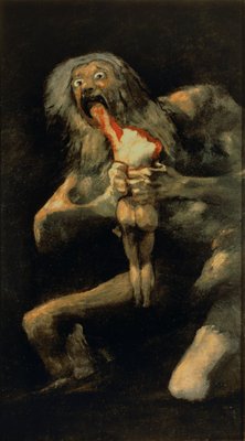 Saturn Devouring one of his Children, 1821-23 (oil on canvas) by Francisco Jose de Goya y Lucientes - print