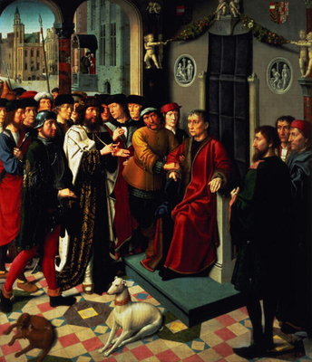 The Judgement of Cambyses, 1498 (oil on panel) (one of two panels, see also 61061) by Gerard David - print