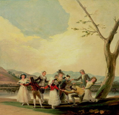 Blind Man's Buff (oil on canvas) (see also 29683) by Francisco Jose de Goya y Lucientes - print