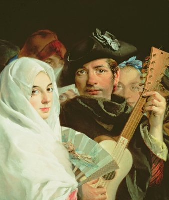 An Elegant Couple from Madrid, c.1770 (oil on canvas) by Lorenzo Baldissera Tiepolo - print