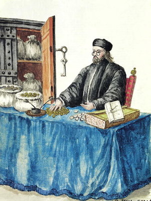 Fine Art Print of Venetian Moneylender, from an illustrated book of costumes by Jan van Grevenbroeck