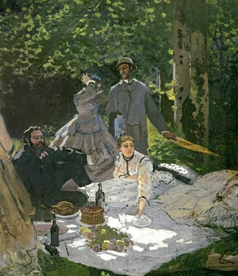 Dejeuner sur l'Herbe, Chailly, 1865 (central panel) (oil on canvas) (see also 65899) by Claude Monet - print
