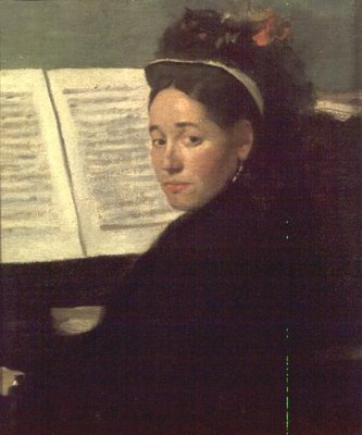 Mademoiselle Marie Dihau (1843-1935) at the piano, c.1869-72 (oil on canvas) by Edgar Degas - print
