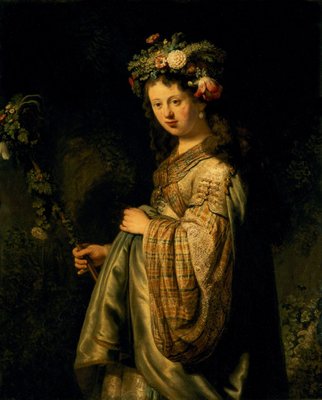 Saskia as Flora, 1634 (oil on canvas) by Rembrandt Harmensz. van Rijn - print