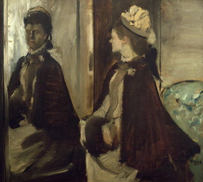 Madame Jeantaud in the mirror, c.1875 (oil on canvas) by Edgar Degas - print