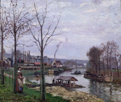 The Washing House, Pontoise Port-Marly, or The Wash-house, 1872 (oil on canvas) by Camille Pissarro - print