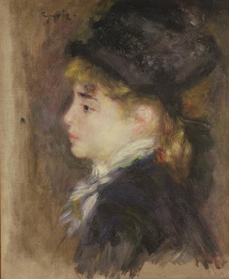 Portrait of a woman, possibly Margot, c.1876-78 (oil on canvas) by Pierre Auguste Renoir - print