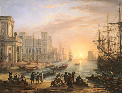 Fine Art Print of Sea Port at Sunset, 1639 by Claude Lorrain