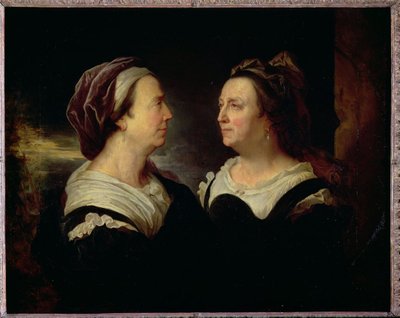 Double Portrait of Marie Serre, the artist's mother, 1695 (oil on canvas) by Hyacinthe Rigaud - print