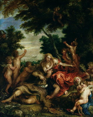 Rinaldo and Armida, (oil on canvas) by Sir Anthony van Dyck - print