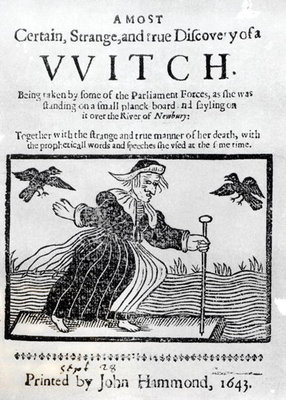 A Most Certain, Strange and True Discovery of a Witch, 1643 (engraving) (b&amp;w photo) by English School - print