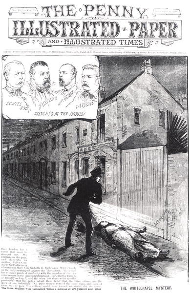 The Whitechapel Mystery, from 'The Penny Illustrated Paper', 8th September 1888 (engraving) (b&amp;w photo) by English School - print