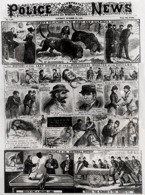 Incidents Relating to the East End Murders, from 'The Illustrated Police News', 20th October 1888 (engraving) (b&amp;w photo) by English School - print
