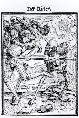 Fine Art Print of Death and the Knight, from 'The Dance of Death', engraved by Hans Lutzelburger, c.1538 by Hans Holbein The Younger