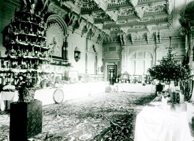 Christmas Tables in the Durbar Room at Osborne House, 1900 (b/w photo) by English Photographer - print
