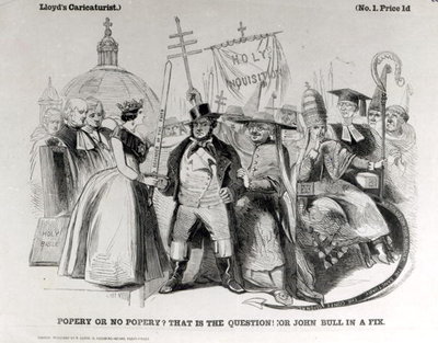 Fine Art Print of Popery or No Popery? 1850 by English School